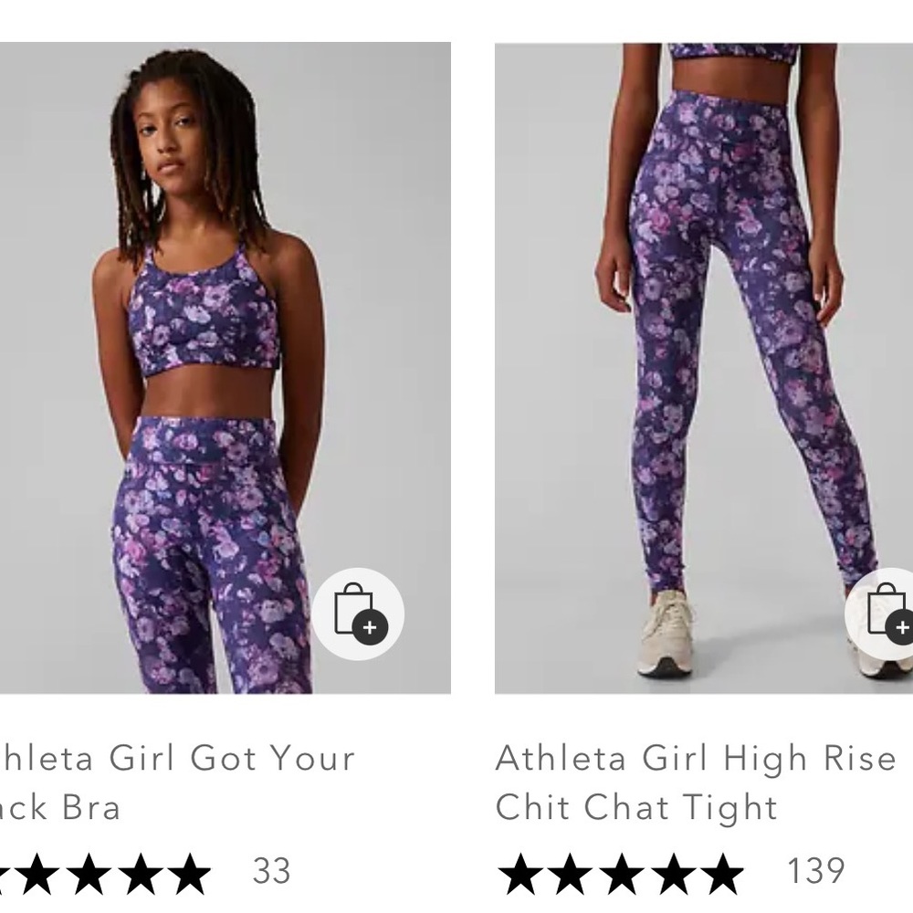 Athleta high rise leggings and matching sports bra